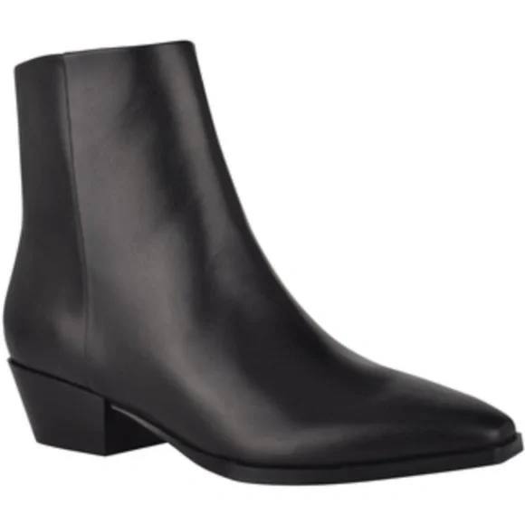 NEW MARC FISHER LTD Zubin Leather Bootie ankle boots NIB SIDE ZIPPER SQUARE TOE - Picture 2 of 4